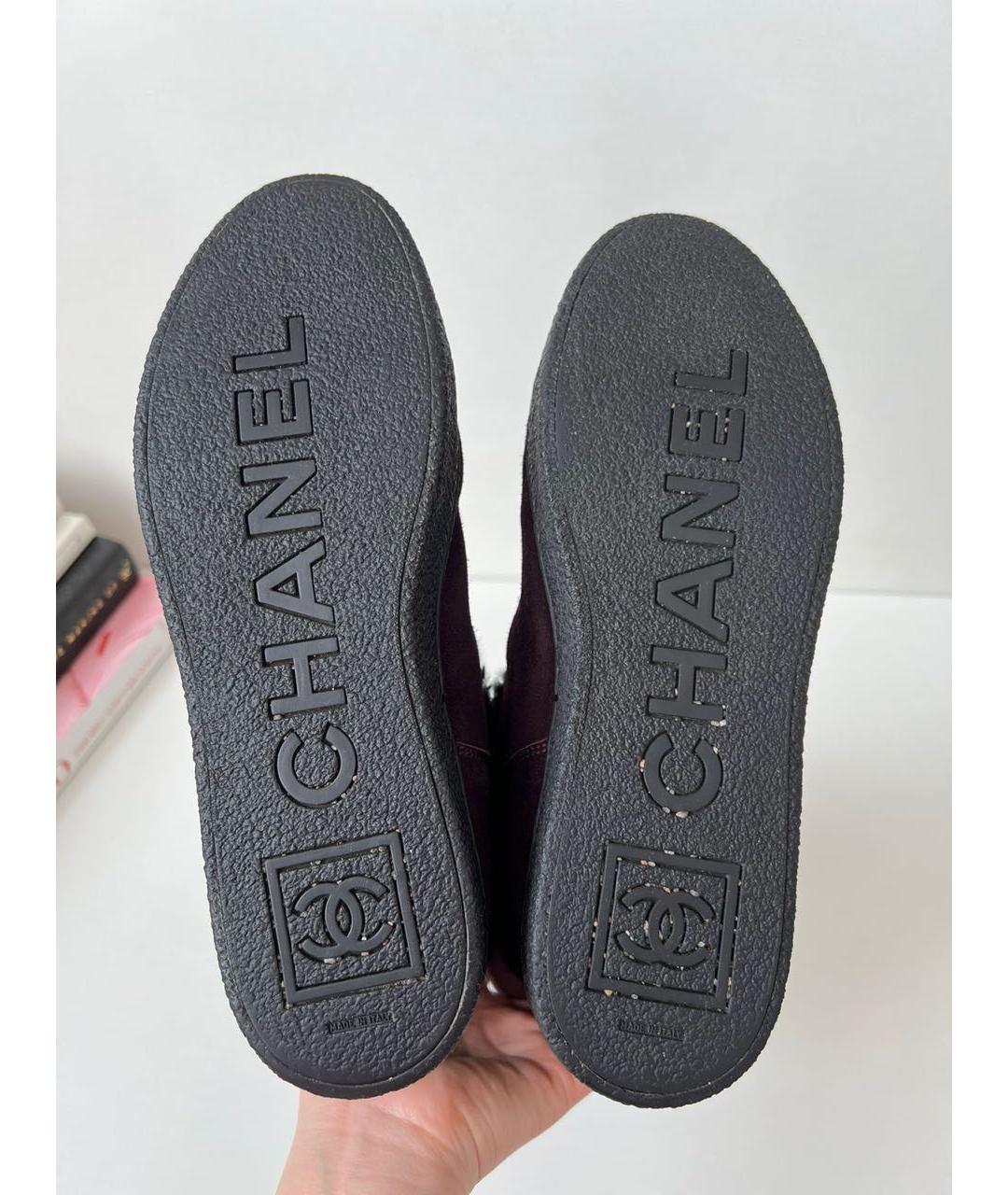 CHANEL Бордовые замшевые ботинки, фото 6