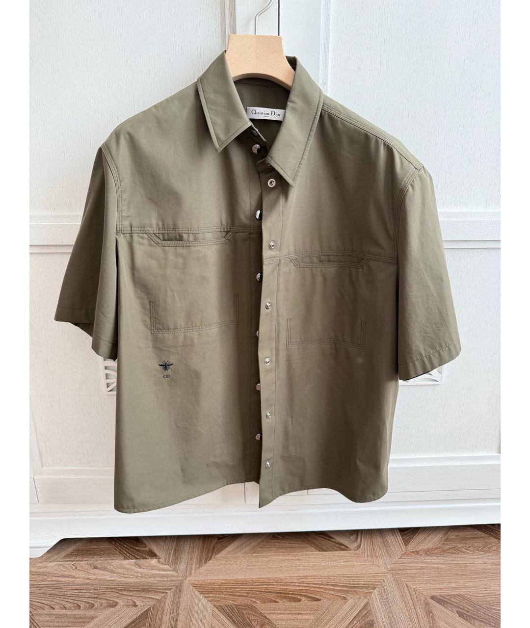 CHRISTIAN DIOR Хаки хлопковая рубашка, фото 6