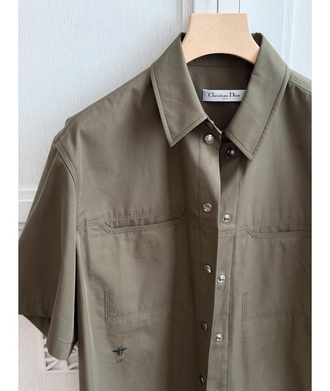 CHRISTIAN DIOR Хаки хлопковая рубашка, фото 3