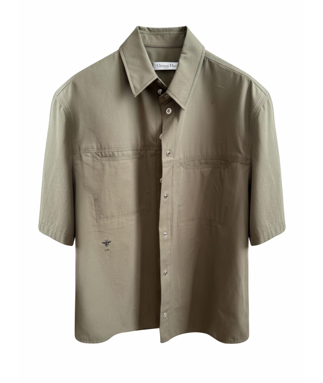 CHRISTIAN DIOR Хаки хлопковая рубашка, фото 1