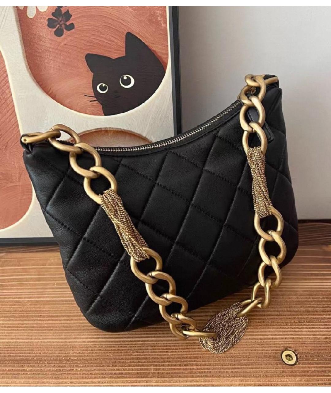 CHANEL Черная кожаная сумка с короткими ручками, фото 2