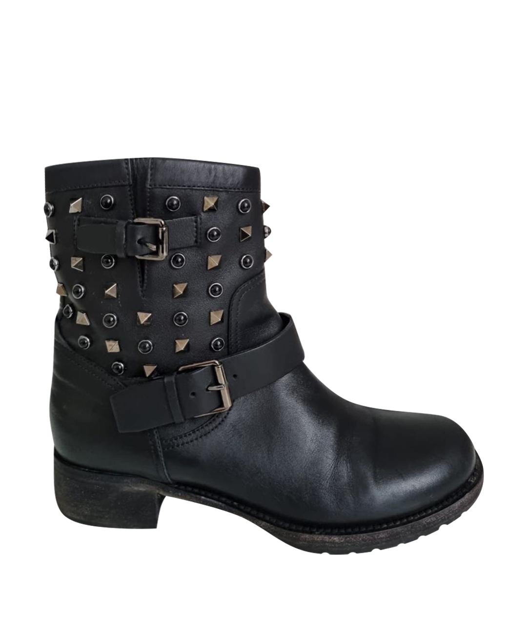 VALENTINO Черные кожаные ботинки, фото 1