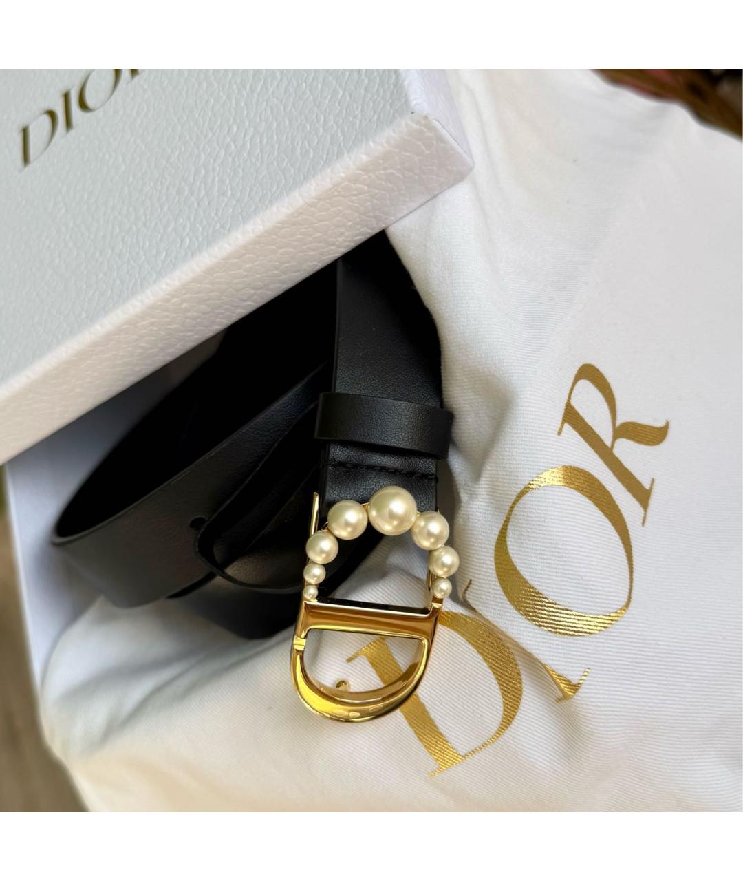 CHRISTIAN DIOR Черный кожаный ремень, фото 4