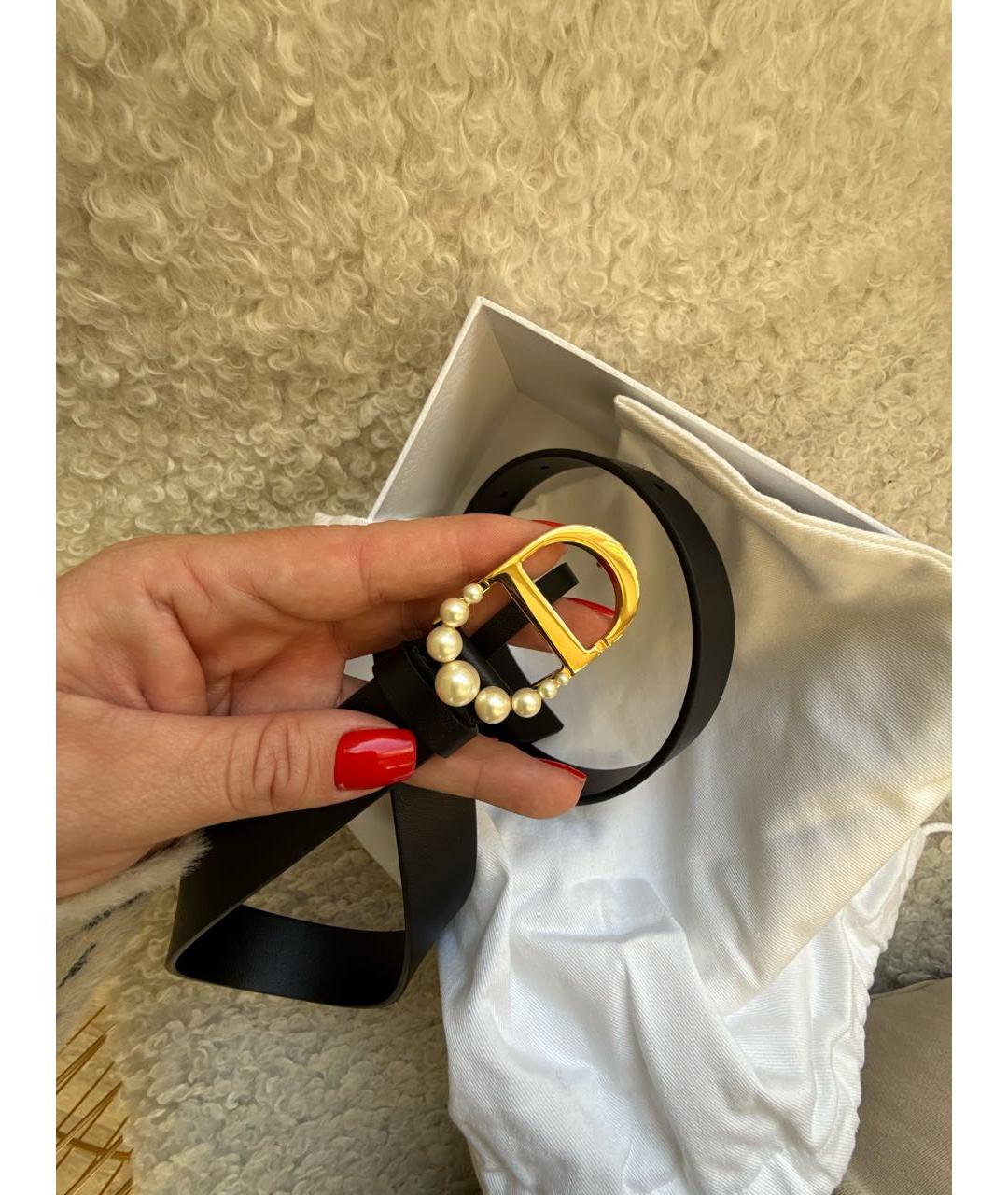 CHRISTIAN DIOR Черный кожаный ремень, фото 3