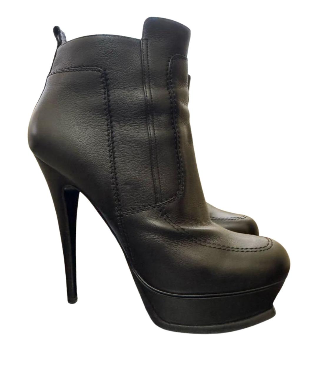 SAINT LAURENT Черные кожаные ботильоны, фото 1