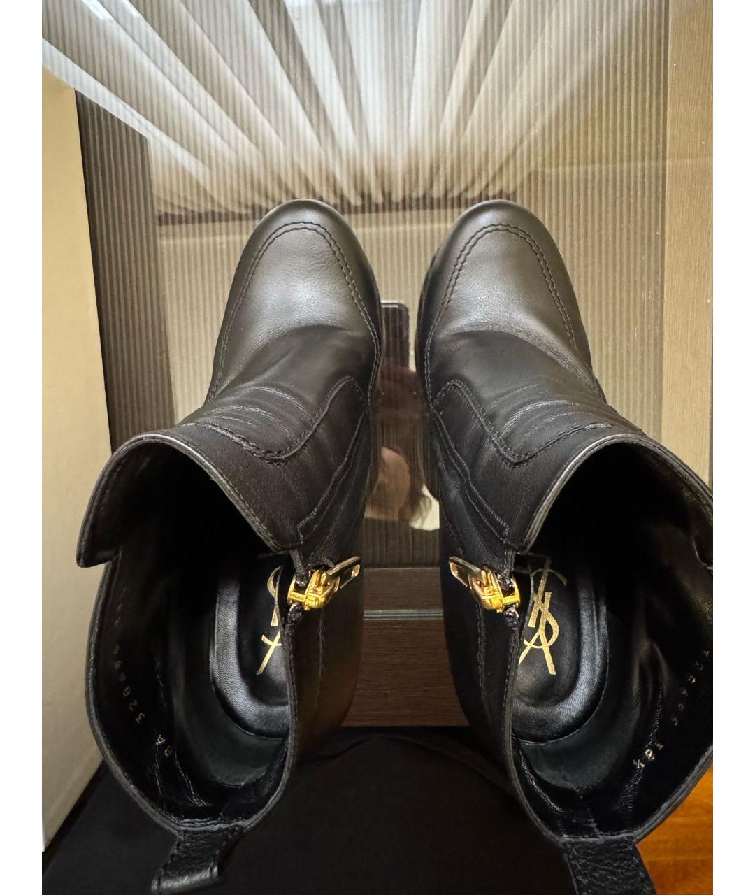 SAINT LAURENT Черные кожаные ботильоны, фото 3