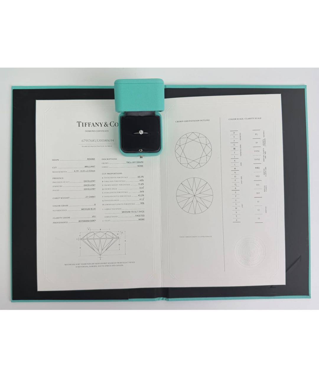 TIFFANY&CO Серебряное платиновое кольцо, фото 4