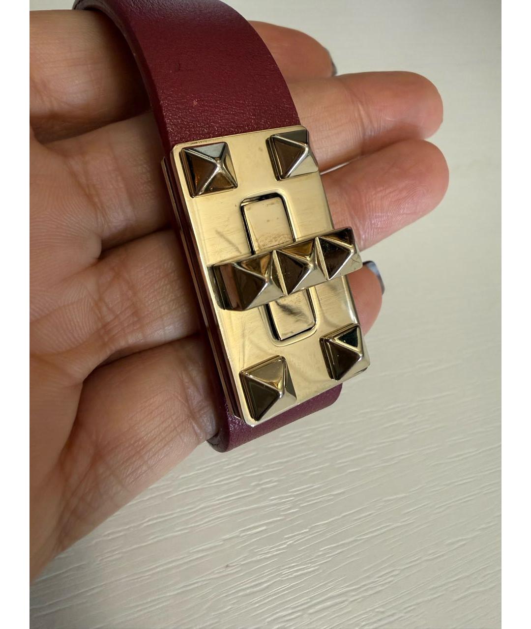 VALENTINO Бордовый кожаный браслет, фото 5