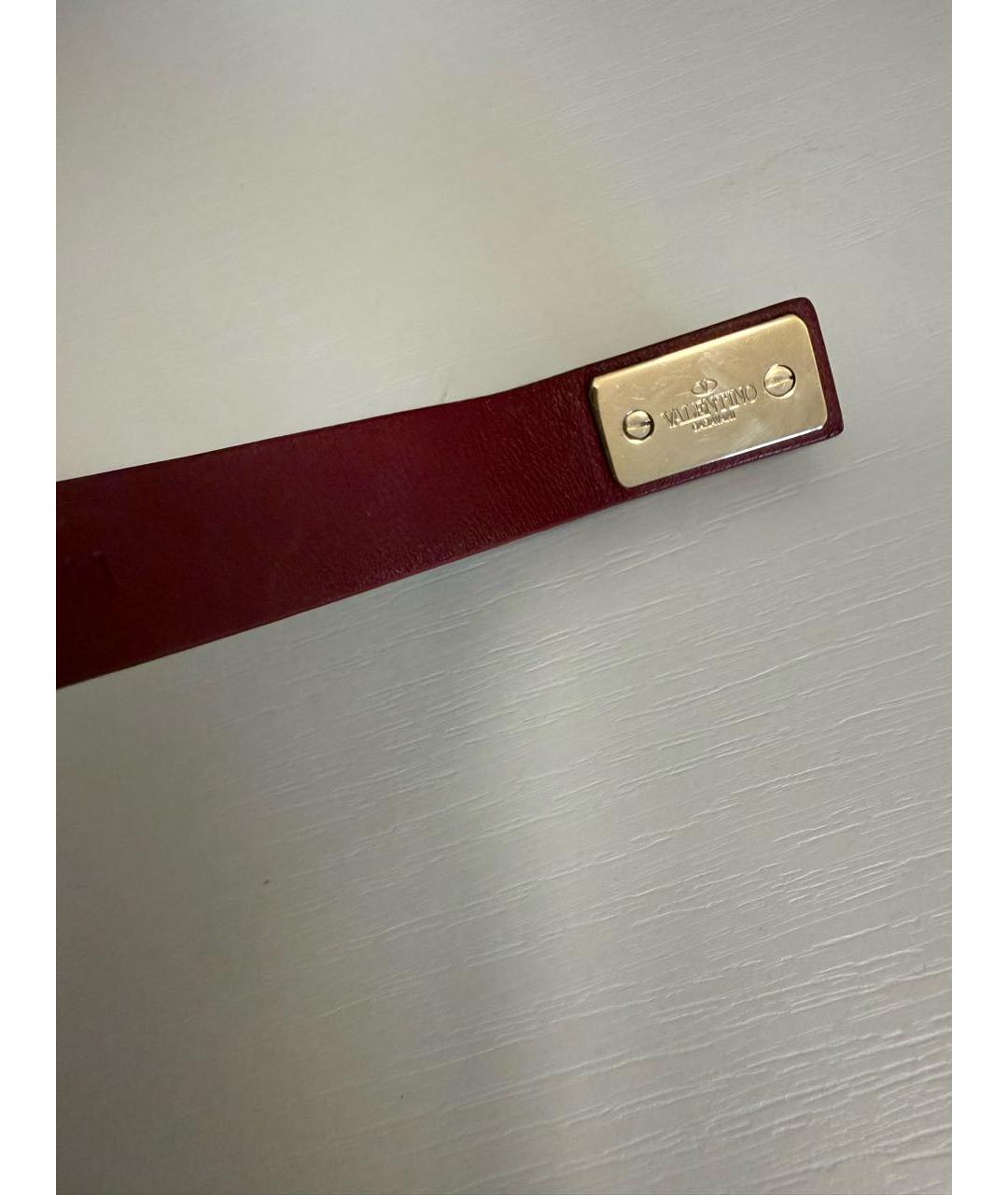 VALENTINO Бордовый кожаный браслет, фото 6