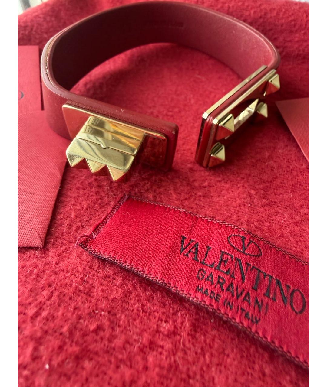 VALENTINO Бордовый кожаный браслет, фото 4