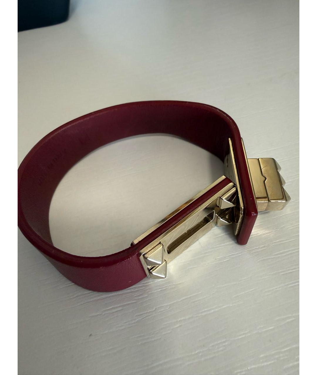 VALENTINO Бордовый кожаный браслет, фото 7