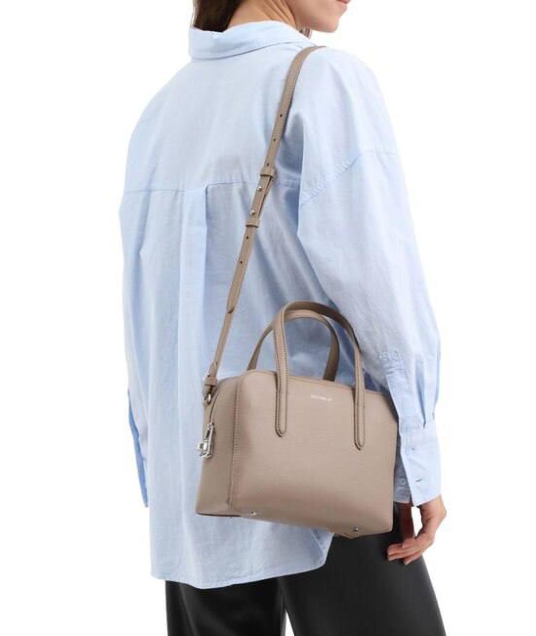 COCCINELLE Бежевая кожаная сумка с короткими ручками, фото 2