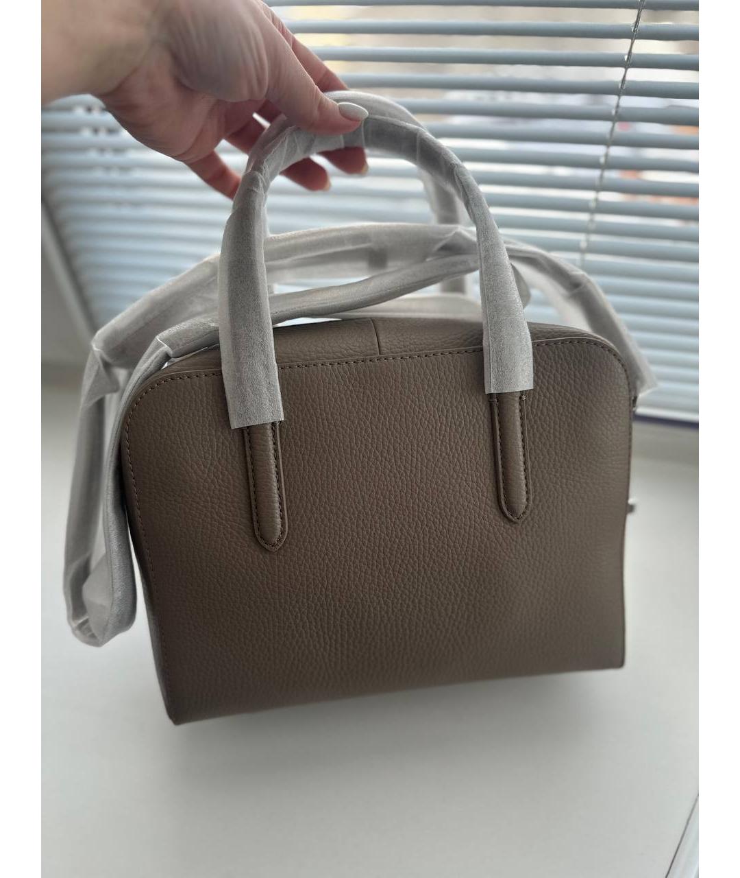 COCCINELLE Бежевая кожаная сумка с короткими ручками, фото 5