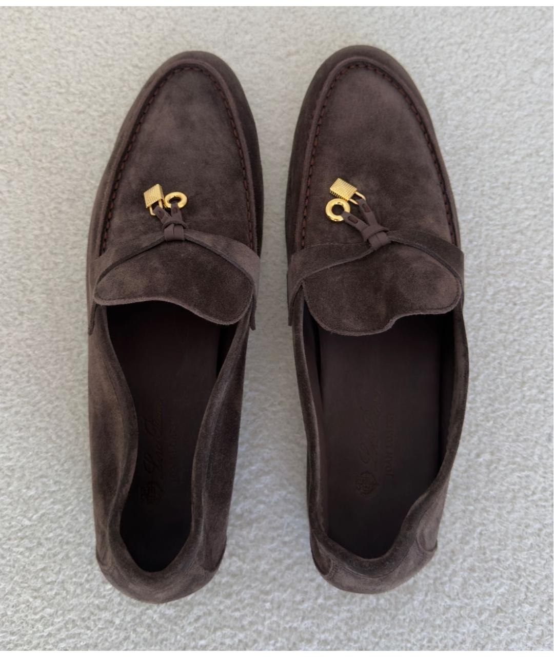 LORO PIANA Коричневые замшевые лоферы, фото 3
