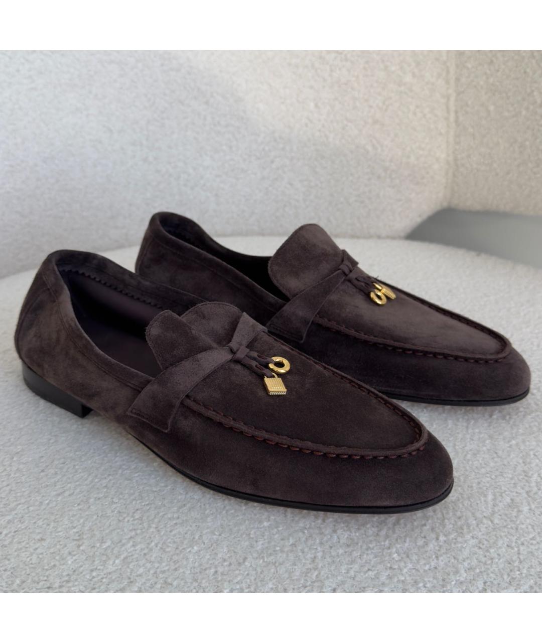 LORO PIANA Коричневые замшевые лоферы, фото 5