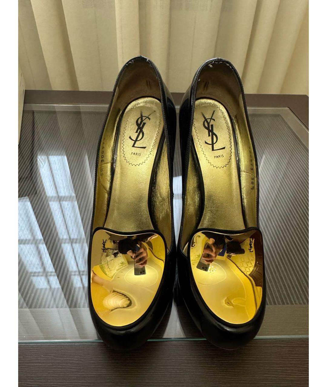 SAINT LAURENT Черные туфли из лакированной кожи, фото 2