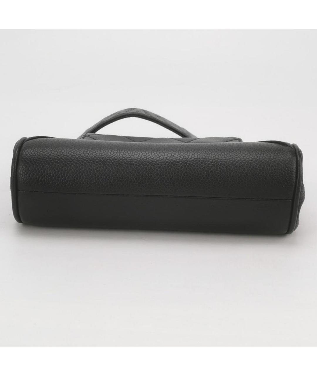 CHANEL Черная кожаная сумка с короткими ручками, фото 5