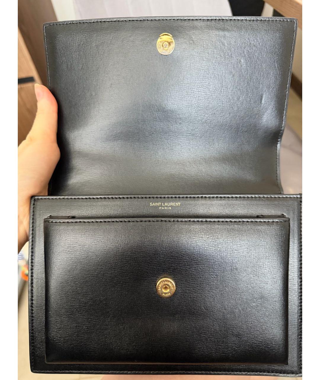 SAINT LAURENT Черная кожаная сумка через плечо, фото 5