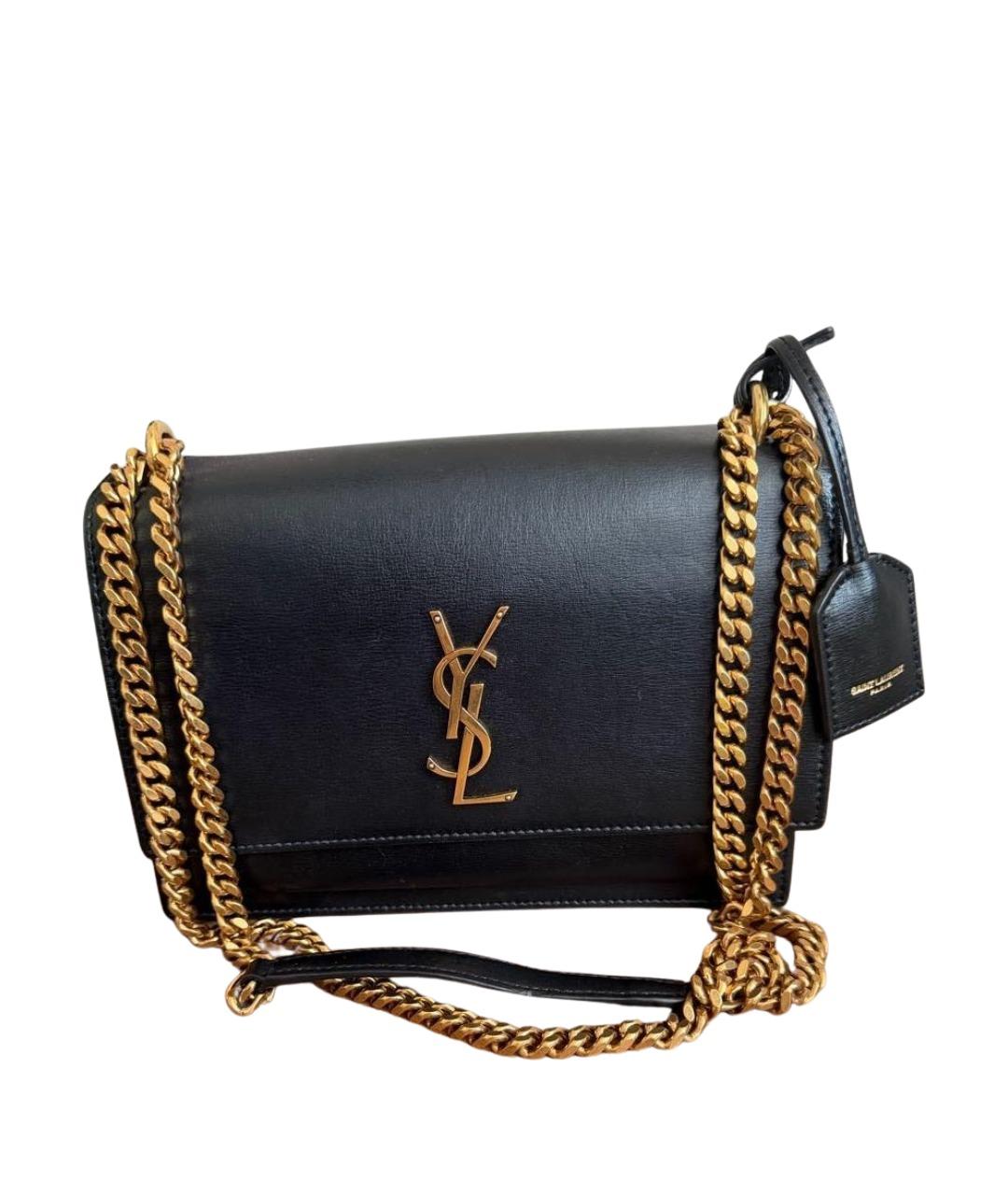 SAINT LAURENT Черная кожаная сумка через плечо, фото 1