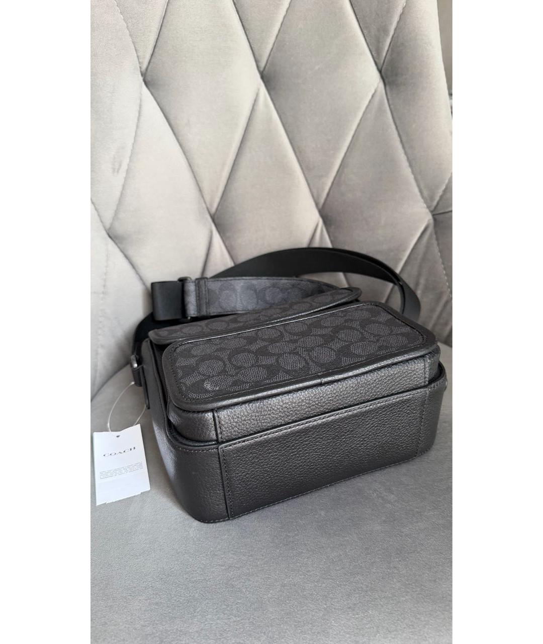 COACH Черная кожаная барсетка, фото 5
