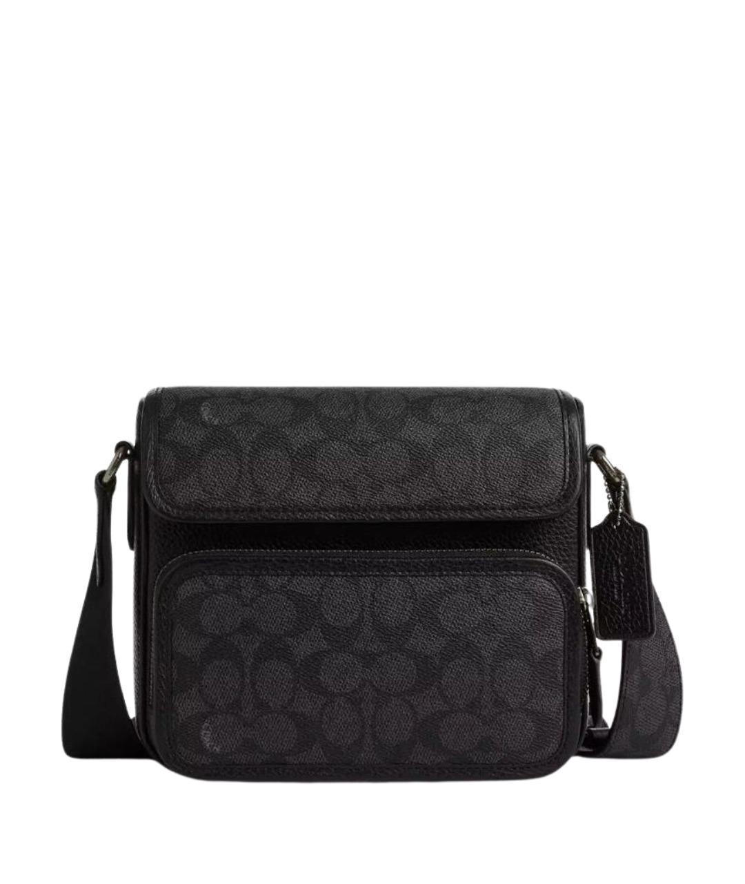 COACH Черная кожаная барсетка, фото 1