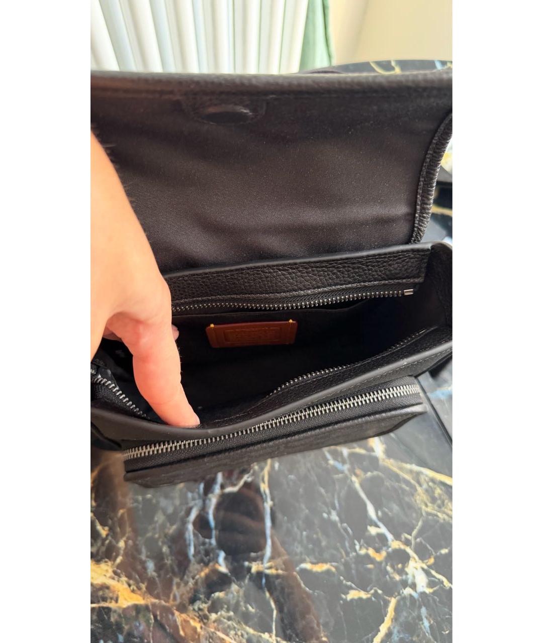 COACH Черная кожаная барсетка, фото 6