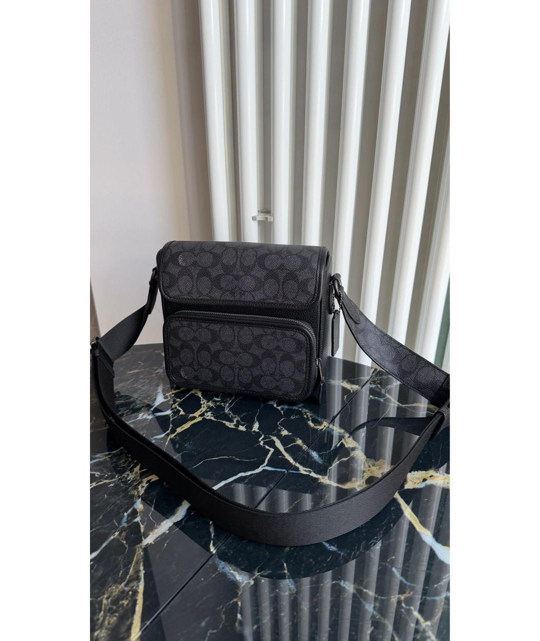 COACH Черная кожаная барсетка, фото 2