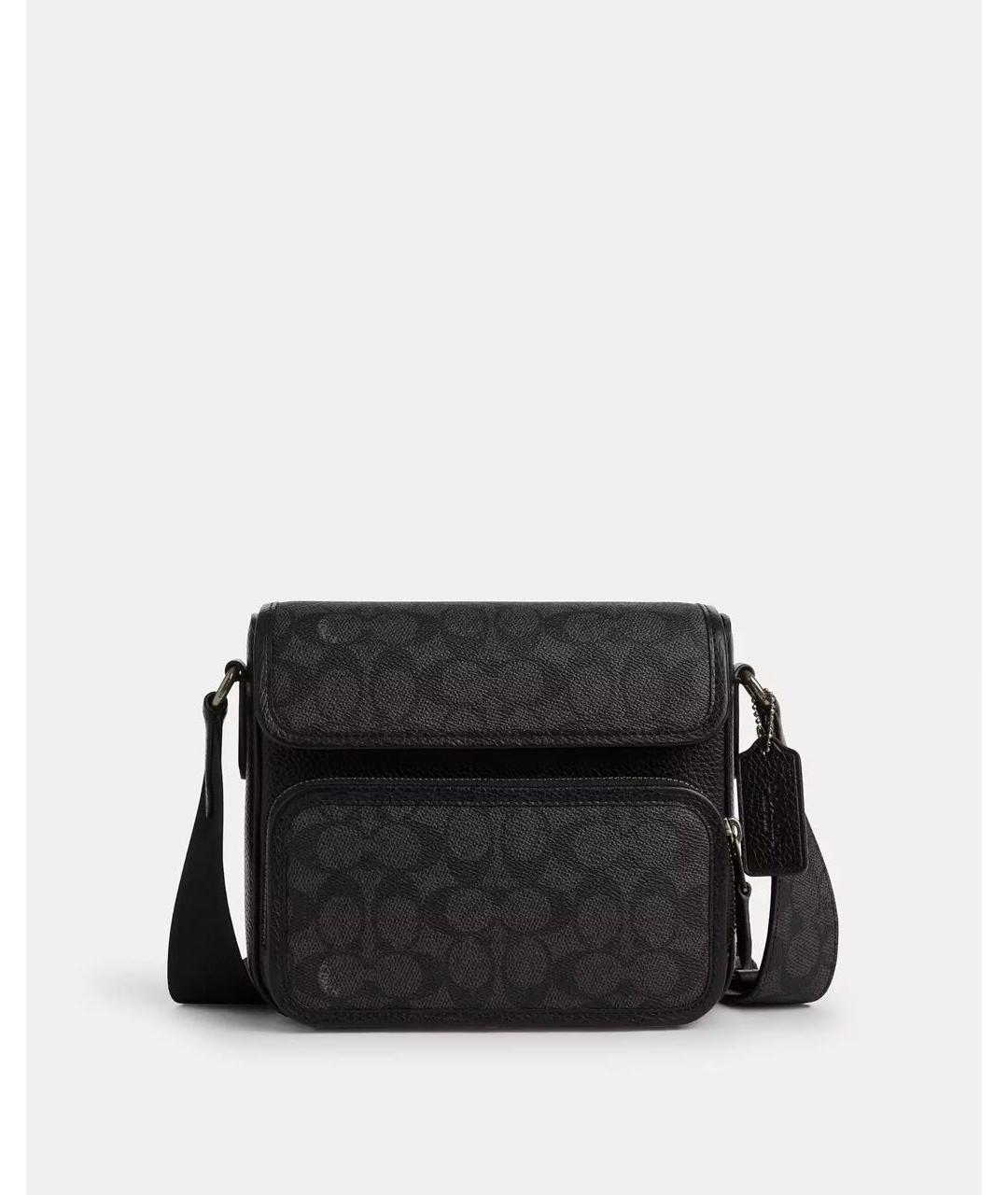 COACH Черная кожаная барсетка, фото 9