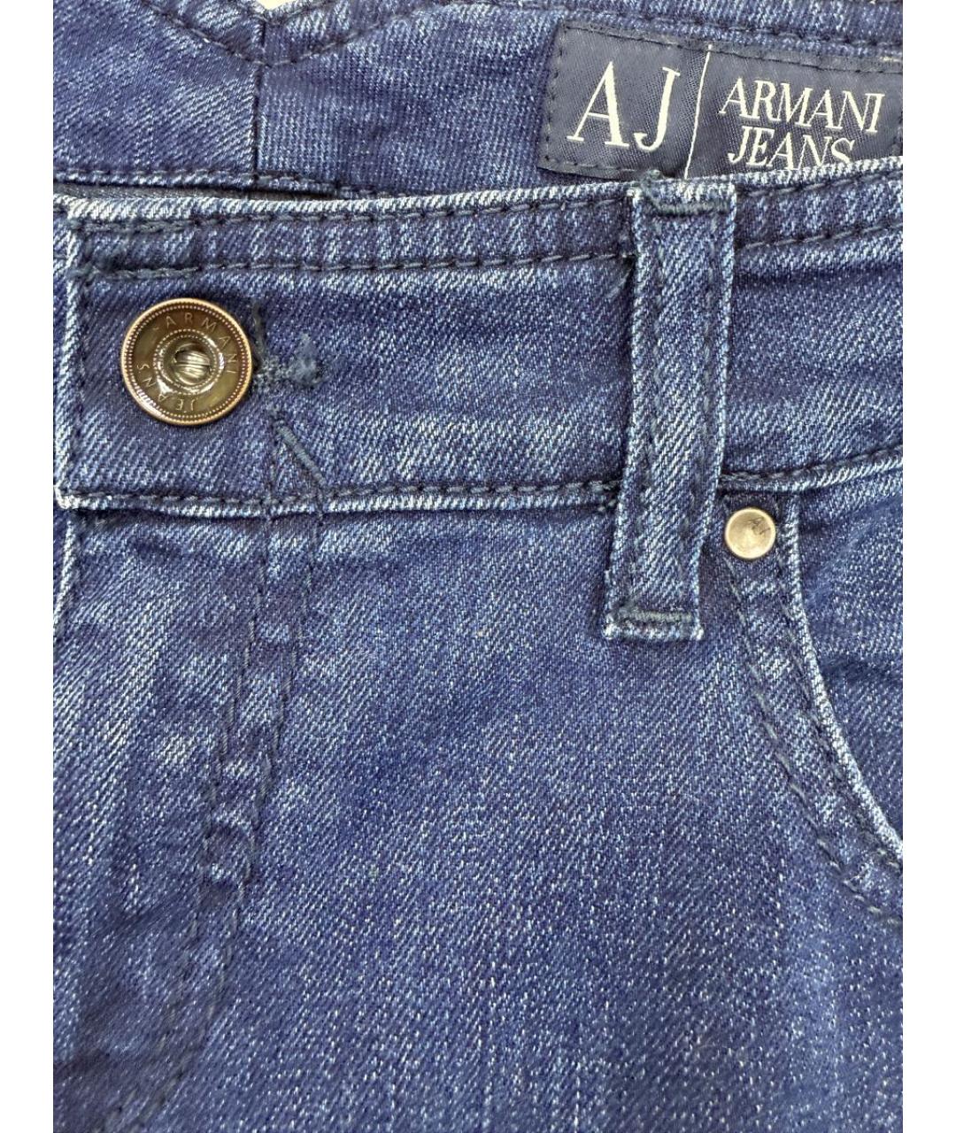ARMANI JEANS Синие хлопко-эластановые джинсы слим, фото 3