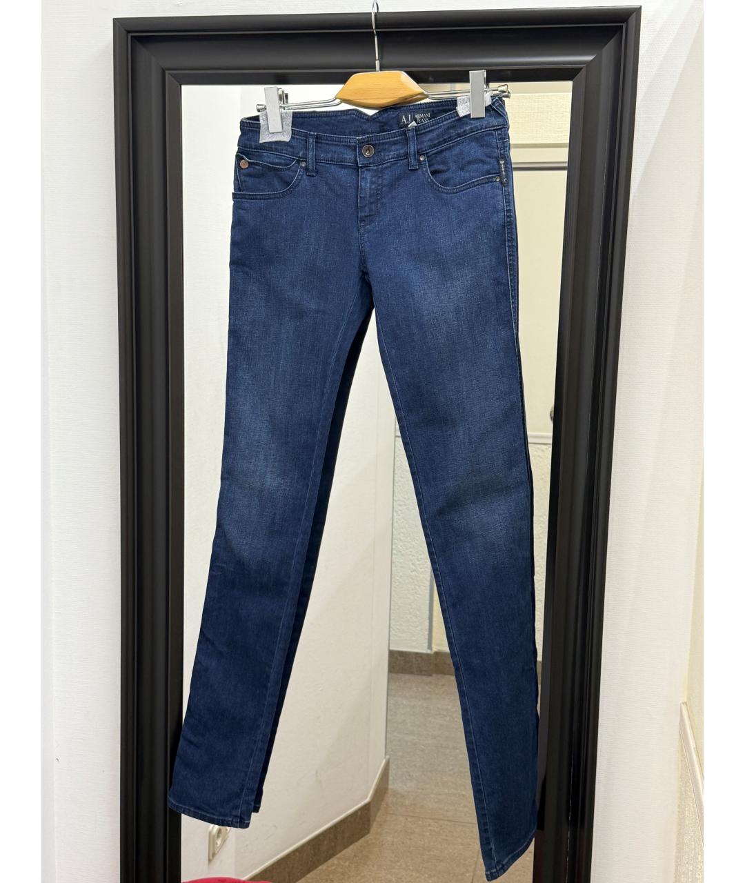 ARMANI JEANS Синие хлопко-эластановые джинсы слим, фото 8