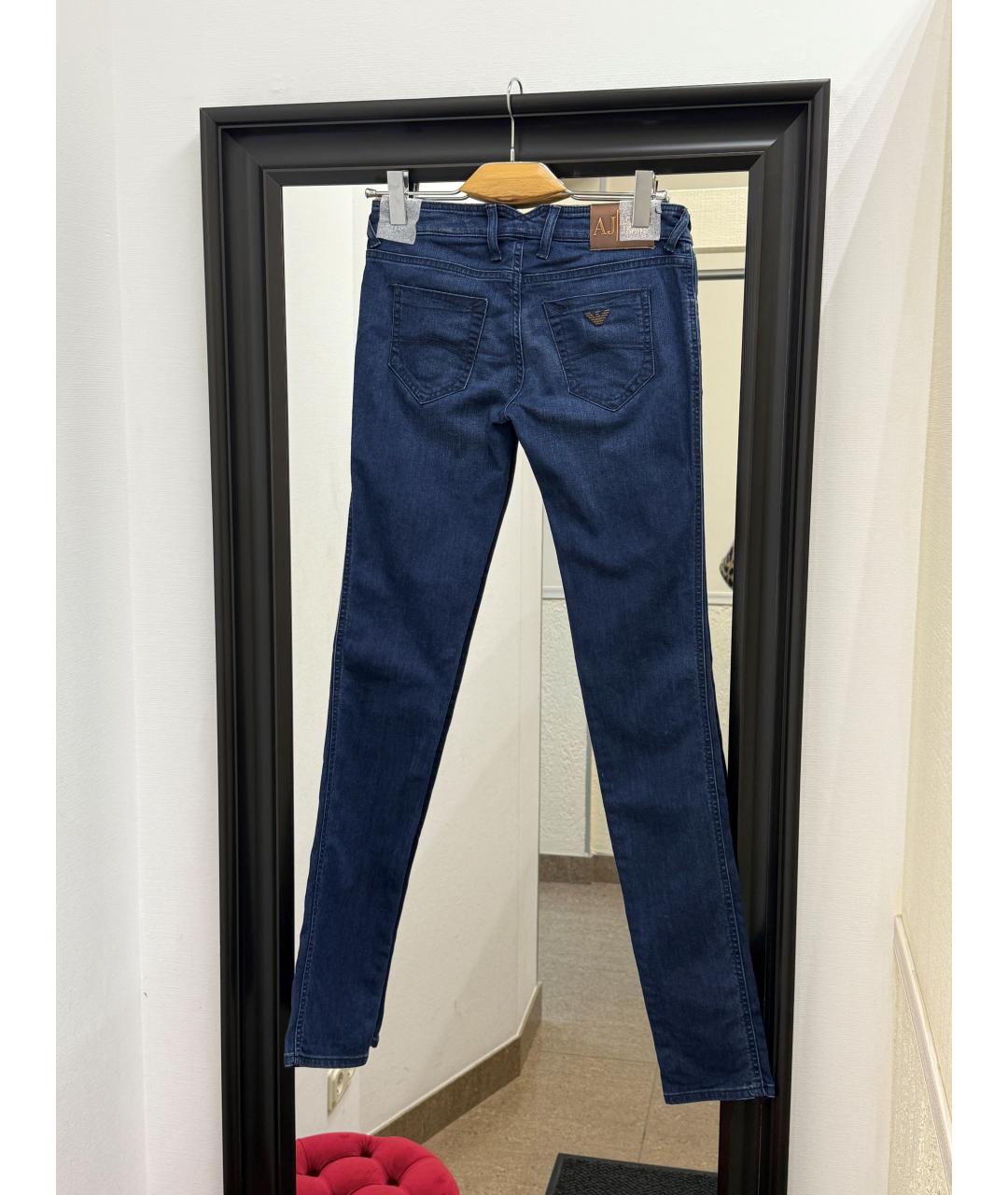 ARMANI JEANS Синие хлопко-эластановые джинсы слим, фото 2