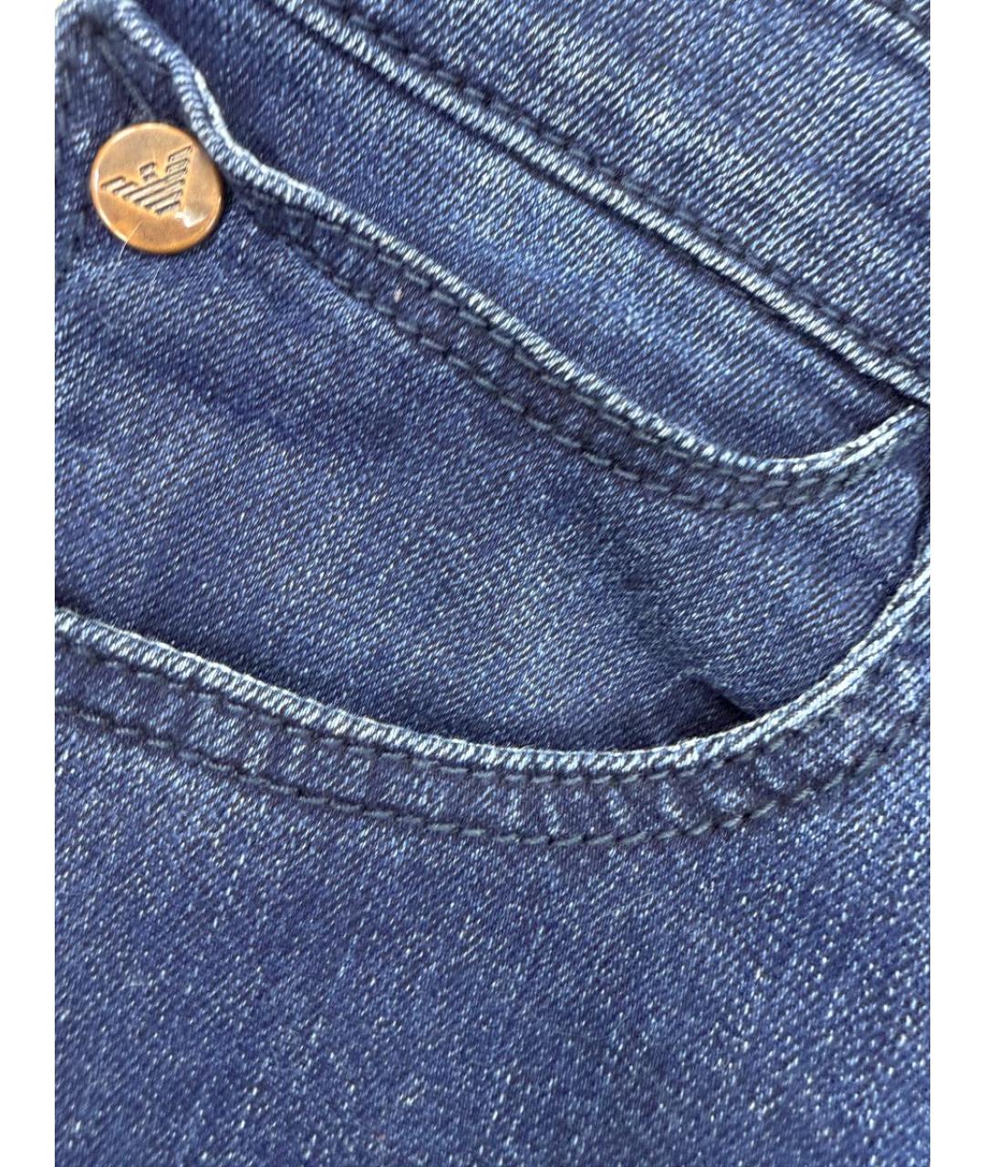 ARMANI JEANS Синие хлопко-эластановые джинсы слим, фото 4