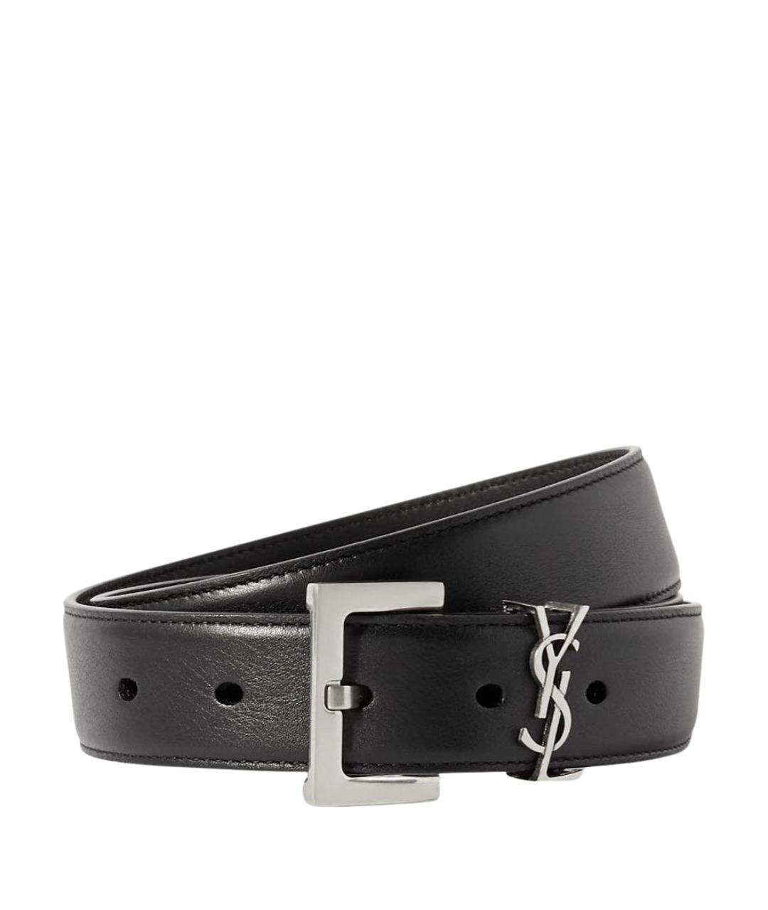 SAINT LAURENT Черный кожаный ремень, фото 1