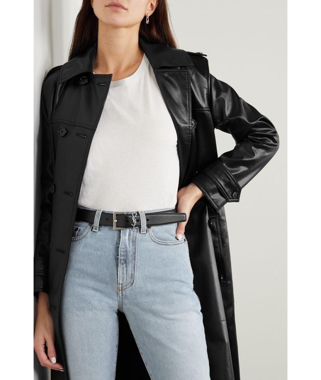 SAINT LAURENT Черный кожаный ремень, фото 4