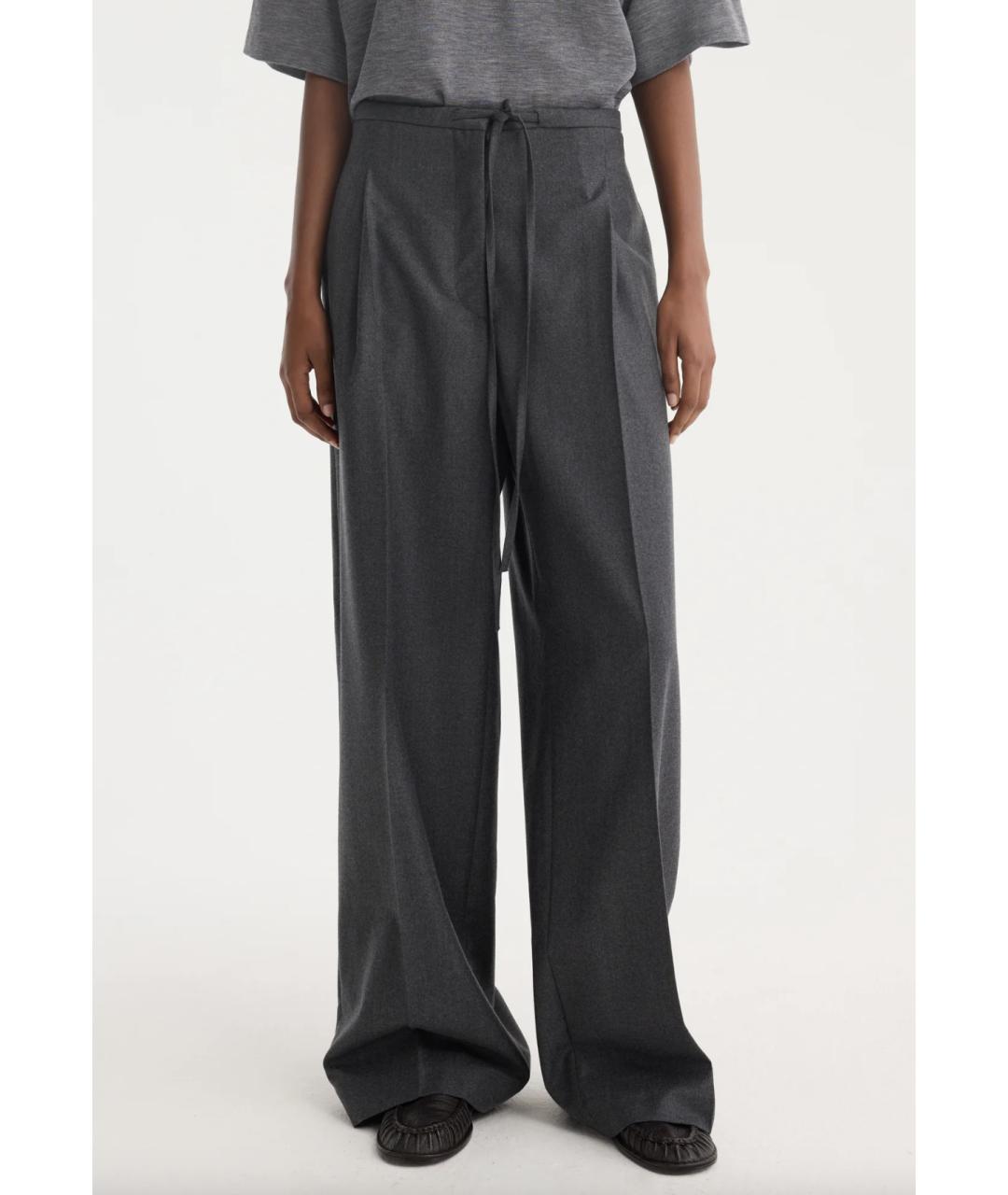 ROHE Серые шерстяные брюки широкие, фото 3