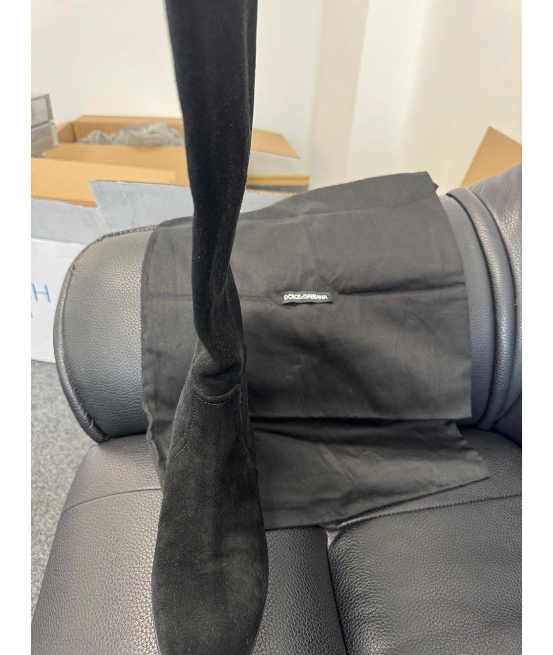 DOLCE&GABBANA Черные замшевые сапоги, фото 3