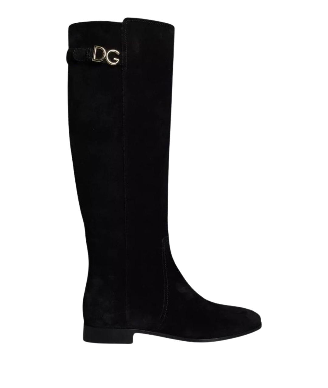 DOLCE&GABBANA Черные замшевые сапоги, фото 1