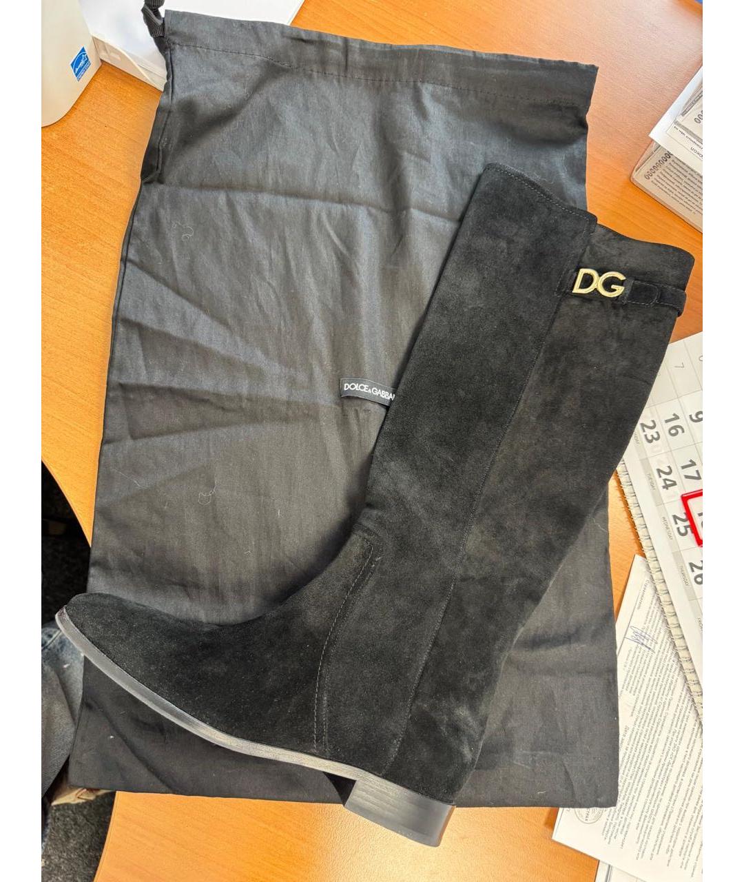 DOLCE&GABBANA Черные замшевые сапоги, фото 4