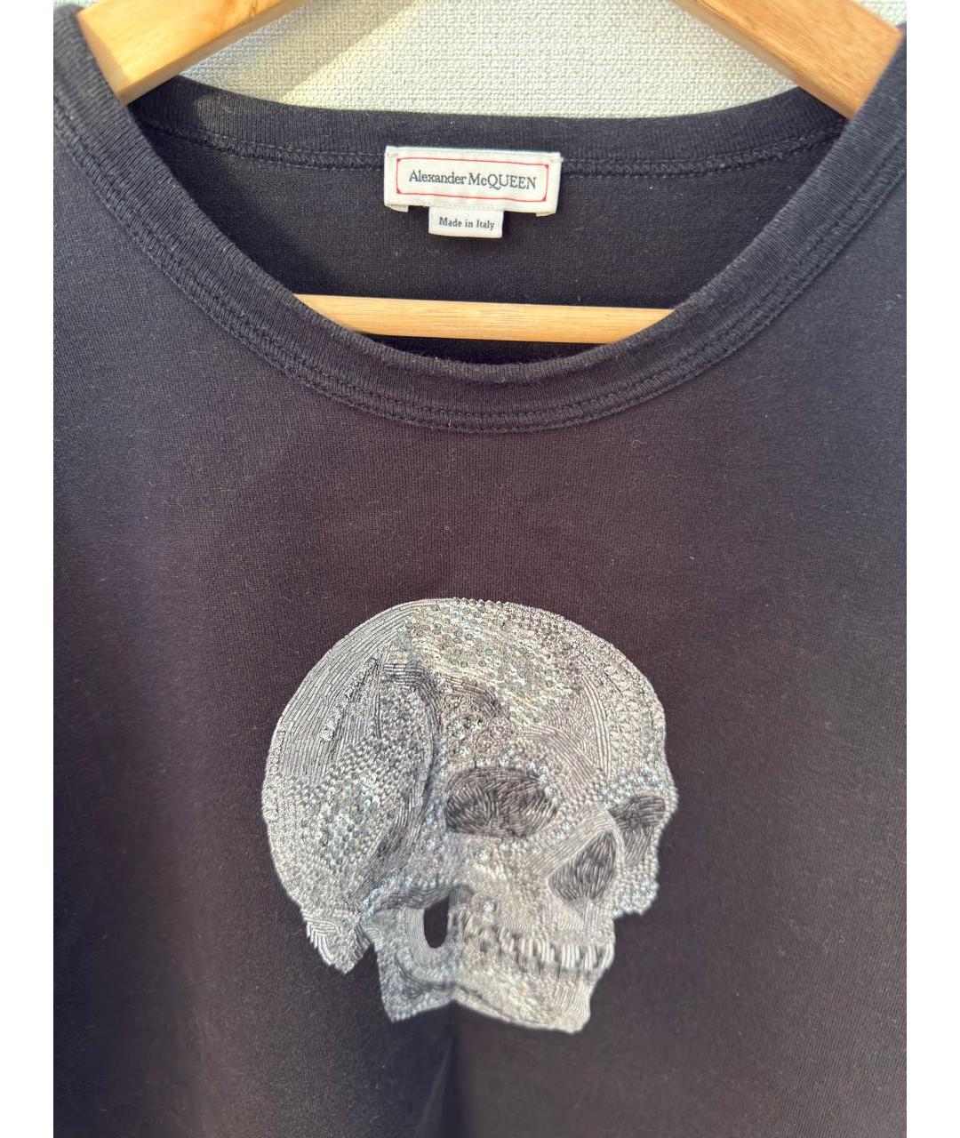ALEXANDER MCQUEEN Черная хлопковая футболка, фото 3