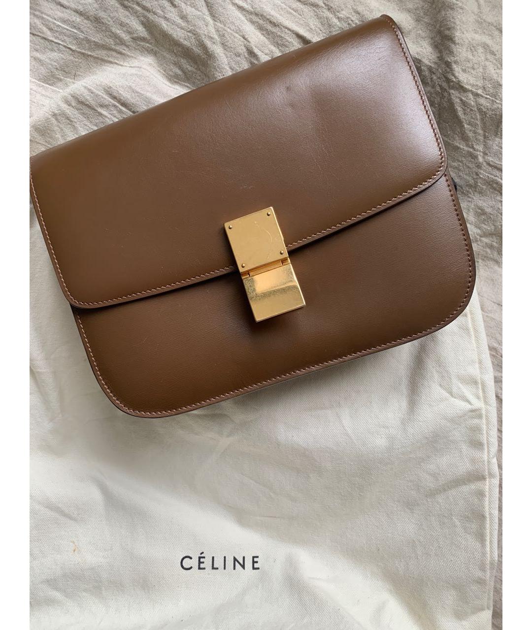 CELINE Коричневая кожаная сумка через плечо, фото 2