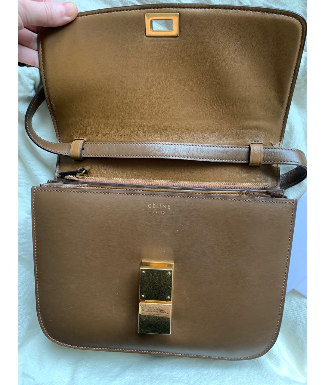 CELINE Коричневая кожаная сумка через плечо, фото 3