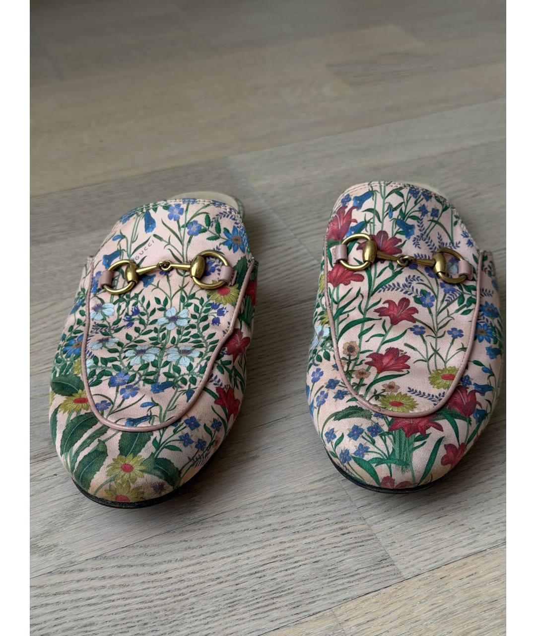 GUCCI Розовые текстильные мюли, фото 2