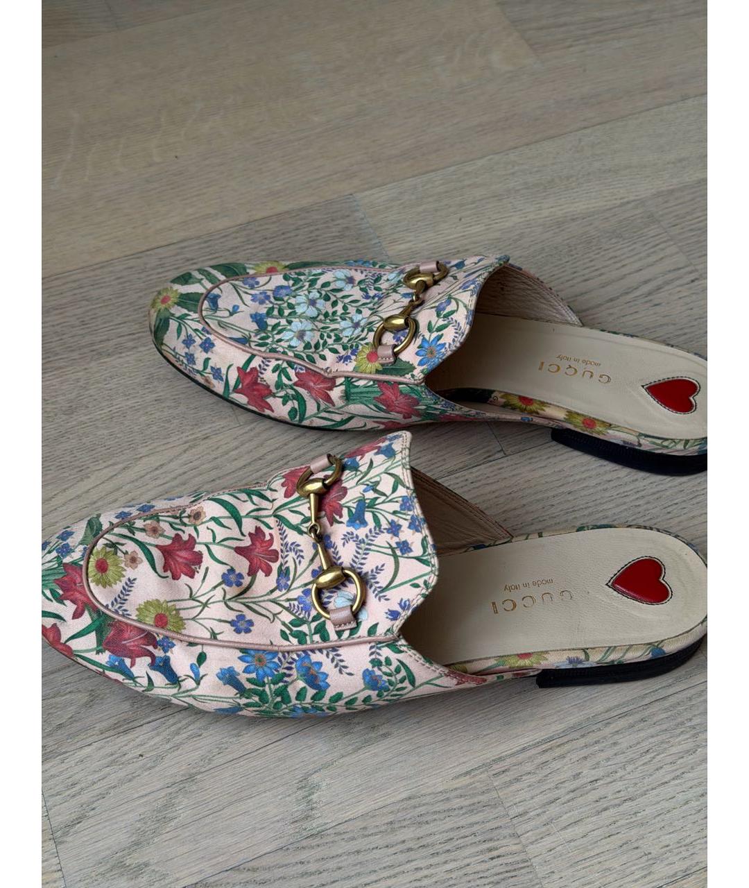 GUCCI Розовые текстильные мюли, фото 6