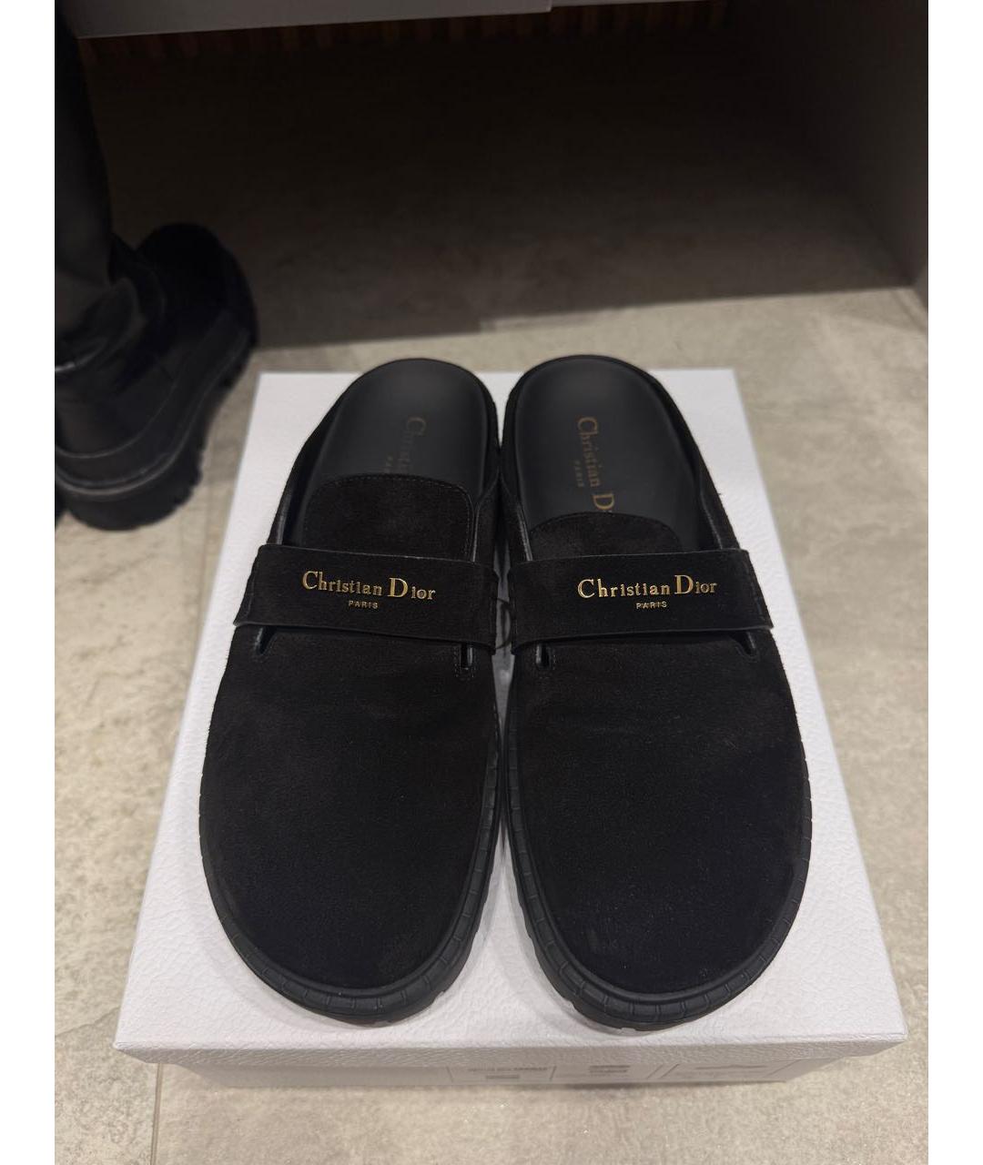 CHRISTIAN DIOR Черные замшевые мюли, фото 2