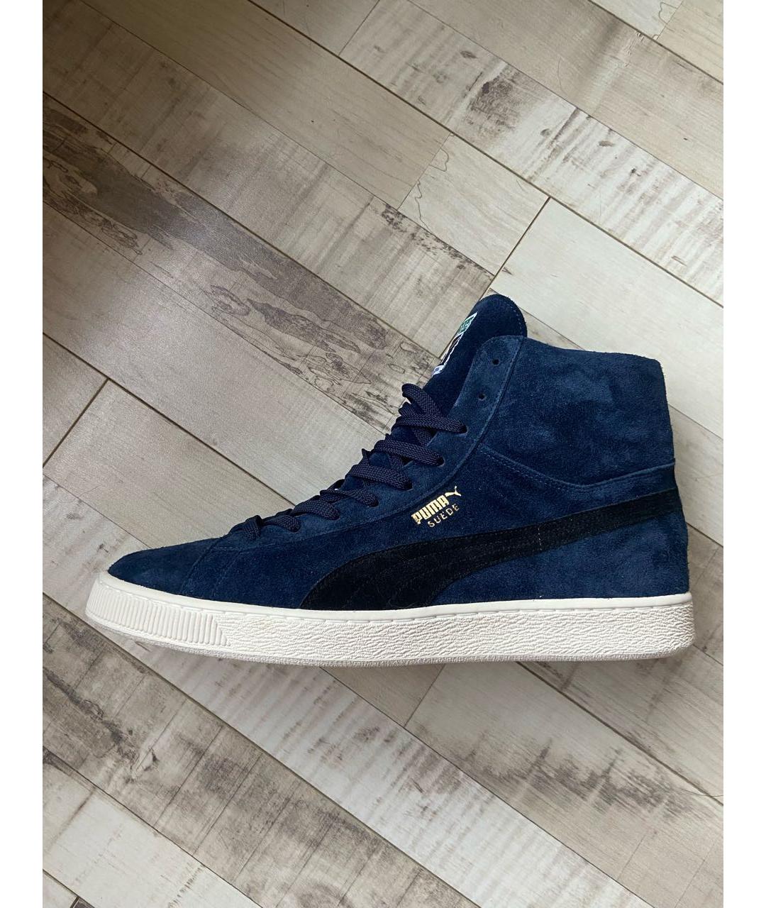 PUMA Темно-синие замшевые высокие кроссовки / кеды, фото 7