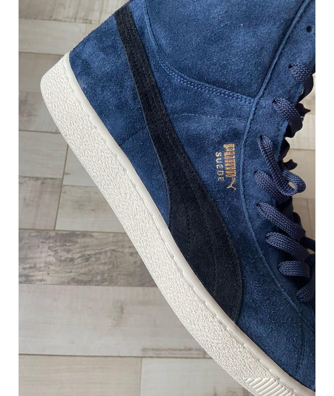 PUMA Темно-синие замшевые высокие кроссовки / кеды, фото 3