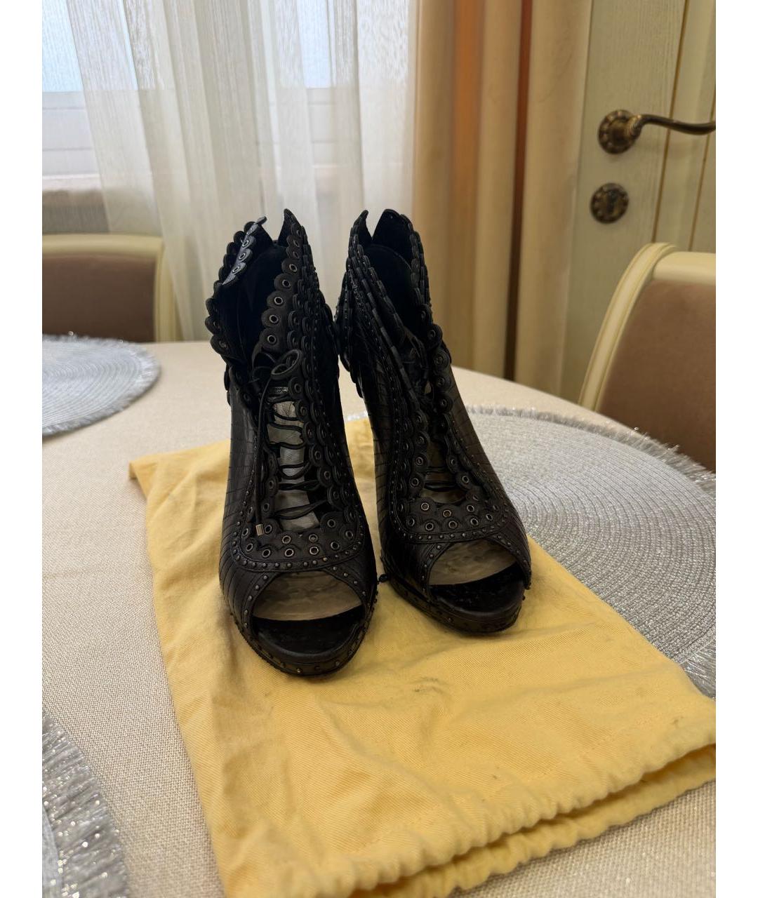 CHRISTIAN DIOR Черные кожаные ботильоны, фото 2