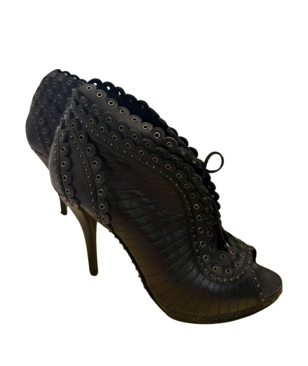 CHRISTIAN DIOR Черные кожаные ботильоны, фото 1