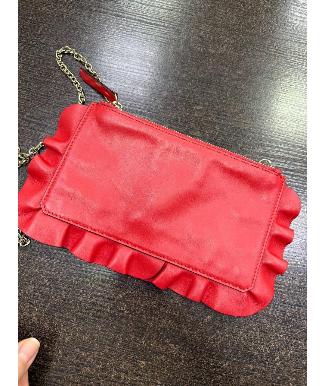 RED VALENTINO Красная кожаная сумка через плечо, фото 8