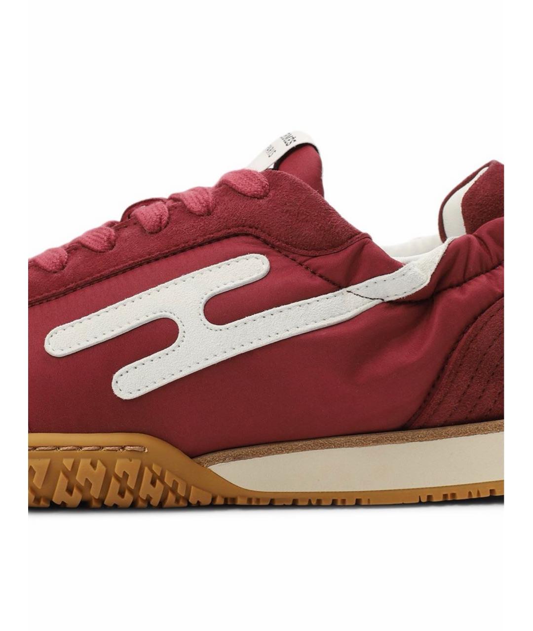 HERMES Бордовые текстильные кроссовки, фото 6